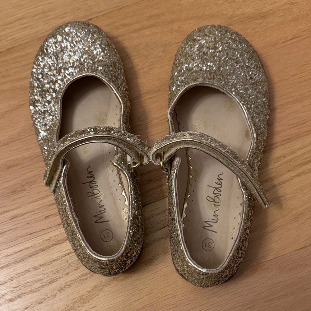 Mini Boden Shimmering Gold Kids Dress Shoes